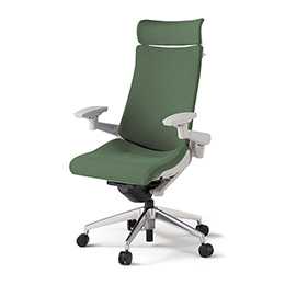 アクトチェア KG-417PSX-ZNQ2 プレーンクロスバック エクストラハイバック アルミミラー脚 アジャスタブル肘 ランバーサポート ハンガー  ［ZN×Q2/アイビーグリーン］