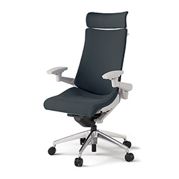 アクトチェア KG-417PSX-ZNW2 プレーンクロスバック エクストラハイバック アルミミラー脚 アジャスタブル肘 ランバーサポート ハンガー  ［ZN×W2/オフブラックW］