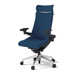 アクトチェア KG-417PSX-ZTB2 プレーンクロスバック エクストラハイバック アルミミラー脚 アジャスタブル肘 ランバーサポート ハンガー  ［ZT×B2/ネイビーブルー］