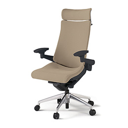 アクトチェア KG-417PSX-ZTY3 プレーンクロスバック エクストラハイバック アルミミラー脚 アジャスタブル肘 ランバーサポート ハンガー  ［ZT×Y3/サンドイエロー］