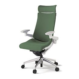 アクトチェア KG-417PSX-ZWQ2 プレーンクロスバック エクストラハイバック アルミミラー脚 アジャスタブル肘 ランバーサポート ハンガー  ［ZW×Q2/アイビーグリーン］