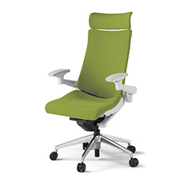 アクトチェア KG-417PSXM-ZWQ6 プレーンクロスバック エクストラハイバック アルミミラー脚 アジャスタブル肘 ランバーサポート ハンガー ［ZW×Q6/モスグリーン］
