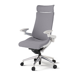 アクトチェア KG-417PSXM-ZWW6 プレーンクロスバック エクストラハイバック アルミミラー脚 アジャスタブル肘 ランバーサポート ハンガー ［ZW×W6/ライトグレーW］