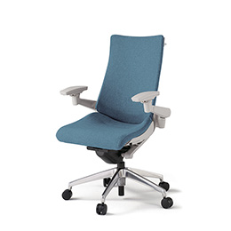 アクトチェア KG-417SAHM1ZNB4 テクスチャードクロスバック ハイバック アルミミラー脚 アジャスタブル肘 ランバーサポート ハンガー ［ZN×B4/ダックブルー］