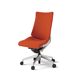 アクトチェア KG-430PS-ZND3 プレーンクロスバック ハイバック アルミミラー脚 肘なし ランバーサポートなし  ［ZN×D3/アンバーオレンジ］