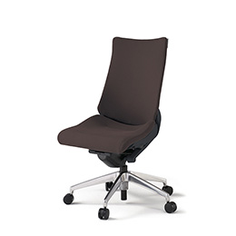 アクトチェア KG-430PS-ZTH2 プレーンクロスバック ハイバック アルミミラー脚 肘なし ランバーサポートなし  ［ZT×H2/チョコレートブラウン］