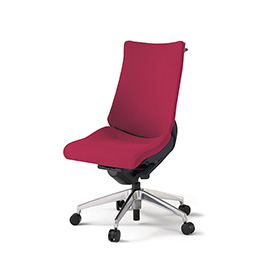 アクトチェア KG-430PSH-ZTM4 プレーンクロスバック ハイバック アルミミラー脚 肘なし ランバーサポートなし ハンガー  ［ZT×M4/ラズベリーレッド］