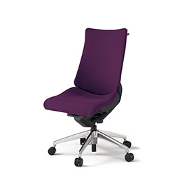 アクトチェア KG-430PSH-ZTX7 プレーンクロスバック ハイバック アルミミラー脚 肘なし ランバーサポートなし ハンガー  ［ZT×X7/プラムパープル］