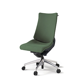 アクトチェア KG-430PSHM-ZTQ2 プレーンクロスバック ハイバック アルミミラー脚 肘なし ランバーサポートなし ハンガー ［ZT×Q2/アイビーグリーン］