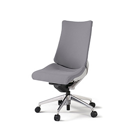 アクトチェア KG-430PSM-ZNW6 プレーンクロスバック ハイバック アルミミラー脚 肘なし ランバーサポートなし ［ZN×W6/ライトグレーW］
