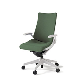 アクトチェア KG-435PS-W9Q2 プレーンクロスバック ハイバック 樹脂脚 固定肘 ランバーサポートなし  ［W9×Q2/アイビーグリーン］