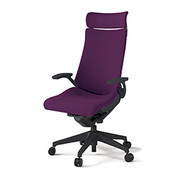 アクトチェア KG-435PSE-T1X7 プレーンクロスバック エクストラハイバック 樹脂脚 固定肘 ランバーサポートなし  ［T1×X7/プラムパープル］
