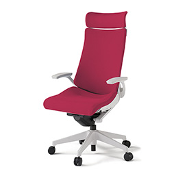 アクトチェア KG-435PSE-W9M4 プレーンクロスバック エクストラハイバック 樹脂脚 固定肘 ランバーサポートなし  ［W9×M4/ラズベリーレッド］