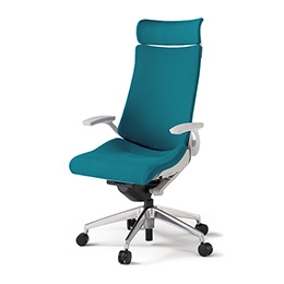 アクトチェア KG-435PSE-ZNA3 プレーンクロスバック エクストラハイバック アルミミラー脚 T字肘 ランバーサポートなし  ［ZN×A3/ストロングブルー］