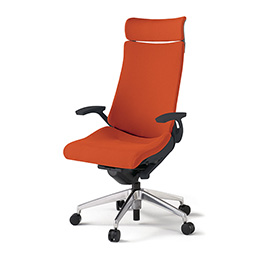 アクトチェア KG-435PSE-ZTD3 プレーンクロスバック エクストラハイバック アルミミラー脚 T字肘 ランバーサポートなし  ［ZT×D3/アンバーオレンジ］