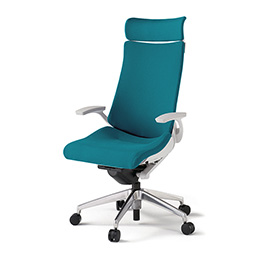 アクトチェア KG-435PSE-ZWA3 プレーンクロスバック エクストラハイバック アルミミラー脚 T字肘 ランバーサポートなし  ［ZW×A3/ストロングブルー］