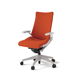 アクトチェア KG-435PSH-GND3 プレーンクロスバック ハイバック 樹脂脚 固定肘 ランバーサポートなし ハンガー  ［GN×D3/アンバーオレンジ］