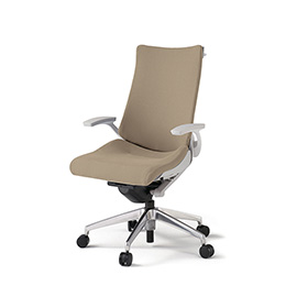 アクトチェア KG-435PSH-ZNY3 プレーンクロスバック ハイバック アルミミラー脚 T字肘 ランバーサポートなし ハンガー  ［ZN×Y3/サンドイエロー］