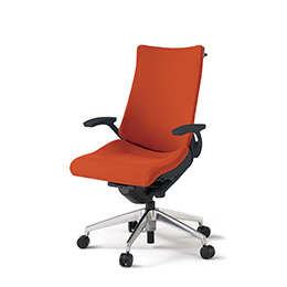 アクトチェア KG-435PSH-ZTD3 プレーンクロスバック ハイバック アルミミラー脚 T字肘 ランバーサポートなし ハンガー  ［ZT×D3/アンバーオレンジ］