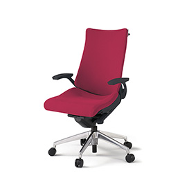 アクトチェア KG-435PSH-ZTM4 プレーンクロスバック ハイバック アルミミラー脚 固定肘 ランバーサポートなし ハンガー  ［ZT×M4/ラズベリーレッド］