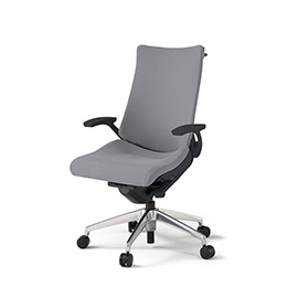 アクトチェア KG-435PSH-ZTW6 プレーンクロスバック ハイバック アルミミラー脚 T字肘 ランバーサポートなし ハンガー  ［ZT×W6/ライトグレーW］