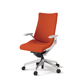 アクトチェア KG-435PSH-ZWD3 プレーンクロスバック ハイバック アルミミラー脚 固定肘 ランバーサポートなし ハンガー  ［ZW×D3/アンバーオレンジ］