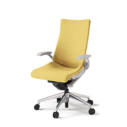 アクトチェア KG-435SA1ZNU6 テクスチャードクロスバック ハイバック アルミミラー脚 固定肘 ランバーサポートなし  ［ZN×U6/カナリアイエロー］