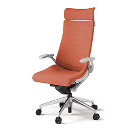 アクトチェア KG-435SAXM1ZND4 テクスチャードクロスバック エクストラハイバック アルミミラー脚 固定肘 ランバーサポートなし ハンガー ［ZN×D4/パーシモオレンジ］