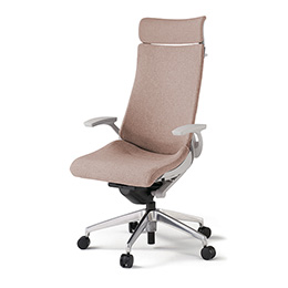 アクトチェア KG-435SAXM1ZNF6 テクスチャードクロスバック エクストラハイバック アルミミラー脚 T字肘 ランバーサポートなし ハンガー ［ZN×F6/グレイッシュブラウン］