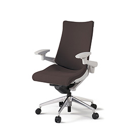 アクトチェア KG-437PS-ZNH2 プレーンクロスバック ハイバック アルミミラー脚 アジャスタブル肘 ランバーサポートなし  ［ZN×H2/チョコレートブラウン］