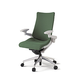 アクトチェア KG-437PS-ZNQ2 プレーンクロスバック ハイバック アルミミラー脚 アジャスタブル肘 ランバーサポートなし  ［ZN×Q2/アイビーグリーン］