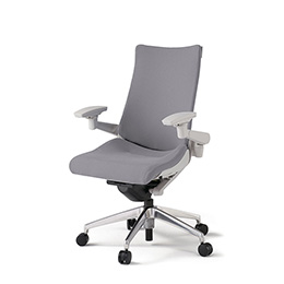 アクトチェア KG-437PS-ZNW6 プレーンクロスバック ハイバック アルミミラー脚 アジャスタブル肘 ランバーサポートなし  ［ZN×W6/ライトグレーW］