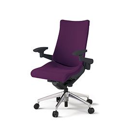 アクトチェア KG-437PS-ZTX7 プレーンクロスバック ハイバック アルミミラー脚 アジャスタブル肘 ランバーサポートなし  ［ZT×X7/プラムパープル］