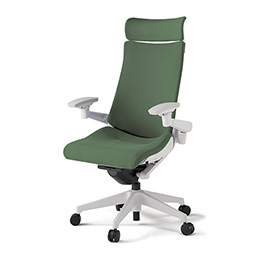 アクトチェア KG-437PSE-W9Q2 プレーンクロスバック エクストラハイバック 樹脂脚 アジャスタブル肘 ランバーサポートなし  ［W9×Q2/アイビーグリーン］