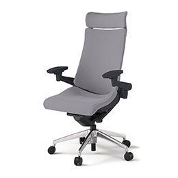 アクトチェア KG-437PSE-ZTW6 プレーンクロス エクストラハイバック アルミミラー脚 4D可動肘 ランバーサポートなし  ［ZT×W6/ライトグレーW］