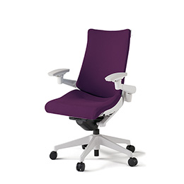 アクトチェア KG-437PSH-W9X7 プレーンクロスバック ハイバック 樹脂脚 アジャスタブル肘 ランバーサポートなし ハンガー  ［W9×X7/プラムパープル］