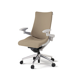 アクトチェア KG-437PSH-ZNY3 プレーンクロスバック ハイバック アルミミラー脚 アジャスタブル肘 ランバーサポートなし ハンガー  ［ZN×Y3/サンドイエロー］