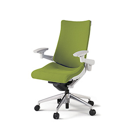 アクトチェア KG-437PSH-ZWQ6 プレーンクロスバック ハイバック アルミミラー脚 アジャスタブル肘 ランバーサポートなし ハンガー  ［ZW×Q6/モスグリーン］