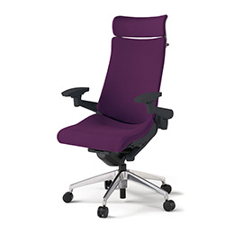 アクトチェア KG-437PSX-ZTX7 プレーンクロスバック エクストラハイバック アルミミラー脚 アジャスタブル肘 ランバーサポートなし ハンガー  ［ZT×X7/プラムパープル］