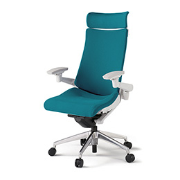 アクトチェア KG-437PSX-ZWA3 プレーンクロスバック エクストラハイバック アルミミラー脚 アジャスタブル肘 ランバーサポートなし ハンガー  ［ZW×A3/ストロングブルー］