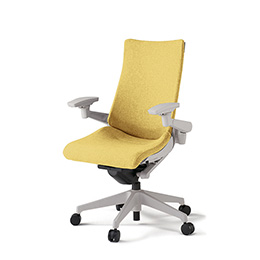 アクトチェア KG-437SA1GNU6 テクスチャードクロスバック ハイバック 樹脂脚 アジャスタブル肘 ランバーサポートなし  ［GN×U6/カナリアイエロー］