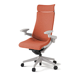 アクトチェア KG-437SAEM1GND4 テクスチャードクロスバック エクストラハイバック 樹脂脚 アジャスタブル肘 ランバーサポートなし ［GN×D4/パーシモオレンジ］