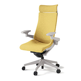 アクトチェア KG-437SAEM1GNU6 テクスチャードクロスバック エクストラハイバック 樹脂脚 アジャスタブル肘 ランバーサポートなし ［GN×U6/カナリアイエロー］