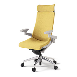 アクトチェア KG-437SAEM1ZNU6 テクスチャードクロスバック エクストラハイバック アルミミラー脚 アジャスタブル肘 ランバーサポートなし ［ZN×U6/カナリアイエロー］