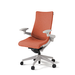 アクトチェア KG-437SAH1GND4 テクスチャードクロスバック ハイバック 樹脂脚 アジャスタブル肘 ランバーサポートなし ハンガー  ［GN×D4/パーシモオレンジ］