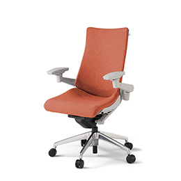 アクトチェア KG-437SAH1ZND4 テクスチャードクロスバック ハイバック アルミミラー脚 アジャスタブル肘 ランバーサポートなし ハンガー  ［ZN×D4/パーシモオレンジ］