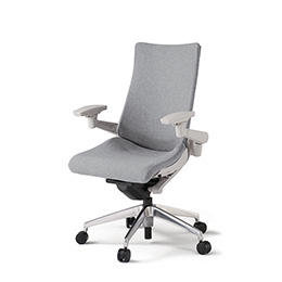 アクトチェア KG-437SAM1ZNT7 テクスチャードクロスバック ハイバック アルミミラー脚 アジャスタブル肘 ランバーサポートなし ［ZN×T7/ホワイトグレーT］