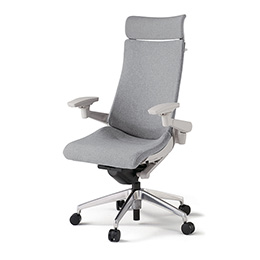 アクトチェア KG-437SAXM1ZNT7 テクスチャードクロスバック エクストラハイバック アルミミラー脚 アジャスタブル肘 ランバーサポートなし ハンガー ［ZN×T7/ホワイトグレーT］