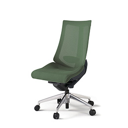 アクトチェア KG-450JV-ZTQ2 プレーンメッシュバック ハイバック アルミミラー脚 肘なし ランバーサポート  ［ZT×Q2/アイビーグリーン］