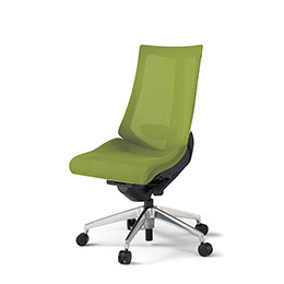 アクトチェア KG-450JV-ZTQ6 プレーンメッシュバック ハイバック アルミミラー脚 肘なし ランバーサポート  ［ZT×Q6/モスグリーン］
